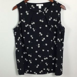 Black & Ivory cherry cherries print sleeveless top Size large 14